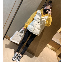 2021 Autumn Winter New Korean Version Lady Kan Shoulder outside wearing down cotton waistcoat Waistcoat Winter Net Red Waistcoat Jacket