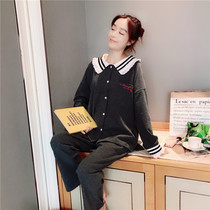 Sweet princess style pajamas female autumn and winter thickened abrasive cloth loose large size fat mm200 kg Home clothing two-piece set