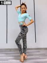 Real Madrid Latin dance suit female children dance long pants less children new strap jacket drills Tight Fit Pants Suit