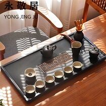 Natural black gold stone tea plate Stone head tea sea tea table Whole stone King size automatic one-piece simple black gold stone