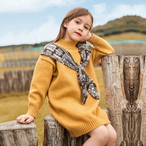 Girls pullover sweater autumn winter clothing 2020 new style thick childrens medium long bottoming knitwear coat tide