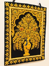 Dubai Tapestry Gems Gold Silk Tapestry Fortune Tree India Handmade Painting Nepal Art Center