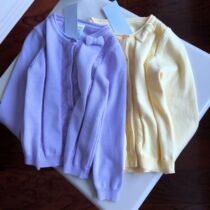 Neckline bow decoration cotton cardigan girl sweater coat-20 9 30