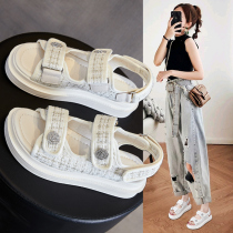 Flat Bottom Sandal Women 2022 New Summer Thick bottom beach Rome Shoe small Fragrant Wind Casual Sports Pine Pastry Women Shoes