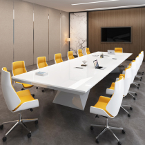 Baking varnish conference table long table high-grade rectangular negotiation table long table white conference room table and chair combination office furniture