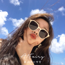 Korean version ins sunglasses Womens tide round face retro large frame sunglasses Mens square frame glasses net red with the same street shot personality