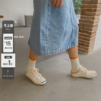 LET ME SEE cream puffs gentle color matching Japanese cute wild socks mid-tube socks college style ins