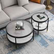 Italy SATE Nordic living room coffee table household small apartment simple rock board glass combination round coffee table table