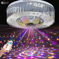 Round Bluetooth music living room atmospheric crystal ceiling lamp MP3 colorful voice audio wedding room home bedroom lamp