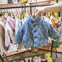 Boy coat autumn winter new 1-3 baby Han version foreign gas plus suede thickened 5 children cotton denim blouses