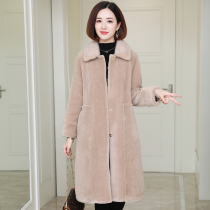 Zqqz sheared wool coat women imported mink fur collar long new grain wool fur coat 1937
