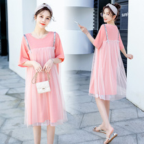 Pregnant womens summer fairy temperament fashion style foreign summer pregnant womens clothing summer short sleeve sweet skirt