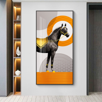 Modern porch decorative painting light luxury soft home mural orange British Wind Horse Corridor aisle end hanging painting