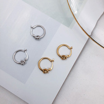 Personality 925 pure silver yellow gold earrings simple handsome gas rope knot ear ring No. 100 lap ear button male and female boomers