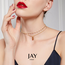 JAY necklace female choker choker neck chain double pendant neck jewelry short high sense French niche