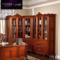 Fassasa bookcase American bookcase all solid wood European corner bookcase luxury villa study furniture combination 5020