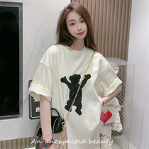 welldone short sleeve T-shirt small bear to dye printed teddy bear female 22ss spring summer