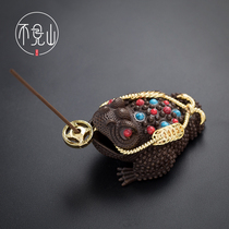 Pure copper ornaments thread incense insert household shop gold toad thread incense burner hand held pocket portable sandalwood incense burner