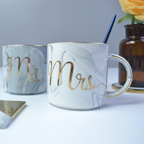 ins Nordic marbled gilt ceramic mug office hipster couple milk coffee cup gift
