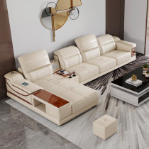 Leather sofa first floor cowhide living room combination modern suit Simple size apartment Chaise longue corner furniture