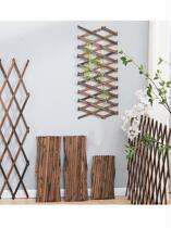  Carbonized wood dim small shelf fence net anti-corrosion wood fence hanging flower basin wood flower rack hanging white moon season wall hanging