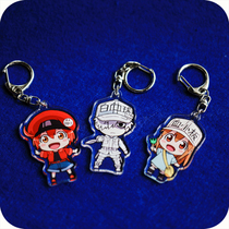 Spot working cell animation badge Acrylic keychain pendant Red blood cells White blood cells Platelets Red blood cells