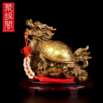 Juyuange Dragon Turtle ornaments Money Brass Dragon Tortoise Bagua Leading Mother and Child Turtle Home Office Decoration