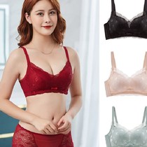 Bra no trace no rim thick cup 2021 Natal red underwear four seasons universal sexy lace edge top bracket gathered