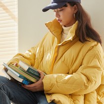 omont egg tart home retro loose rope high collar down jacket clothes woman little subshort white duck suede coat winter