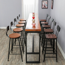 Rotary leisure cafe wall bar table Household wine small water bar Long solid wood high foot office desk and chair customization