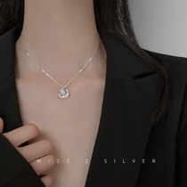 Miss Z Stars Moon Necklace 2022 New Womens Summer Pure Silver Necklace Women Advanced Design Sensation Niche Chains Bone Chain