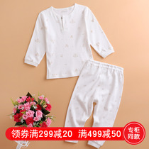 Liyingfang baby spring and autumn two buckles cotton underwear men and women childrens underwear jacket pants set home clothes
