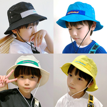 Child summer thin section fisherman hat boy sunscreen Windproof Rope Suntan Cap Child Anti Ultraviolet Parenting Hat Tide