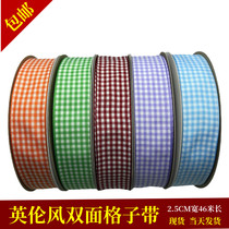 2 5cm plaid webbing Inlenbum wind cloth strap hair adorned butterfly knot Decorative Fruit Festival Gift Box Packaging Color Ribbon