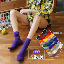 Socks womens mid-tube Korean college style pile socks pure cotton Korean thin spring autumn winter tide personality Japanese all-match stockings