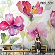 Nordic Hand Painted Abstract Rose Flower Meritless Living Room TV Background Wall Paper Sofa Seamless Wallpaper Mural Wall Cloth
