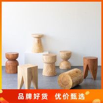 Nordic solid wood round low stool Pier tea table stool side log stool home decoration hotel stool