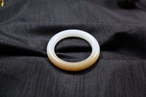  Hetian Jade Mountain material Sheep fat sugar white jade round bracelet