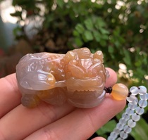 Yang Yujia Natural Yellow Dragon Jade Ice Pink Fu Lu Shou Yin Yang foot overlord small pendant certificate New