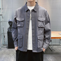 Fashion coat mens spring Korean version of the trend Joker casual handwear jacket mens ins shirt D0301