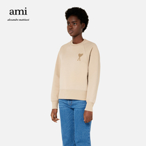 AMI Womens Classic Love Cotton-Solid Color Casual Simple Fashion Embroidered Pullover Round Neck Sweatshirt