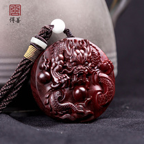 Small leaf red sandalwood pendant mahogany handlebar Dragon brand play wood carving wooden crafts pendant solid wood car ornaments