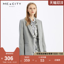 Wool blend MECITY womens autumn slim casual one button small suit short small coat women