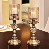Luxury European American dining table Home decoration ornaments high-grade crystal metal candlestick crafts