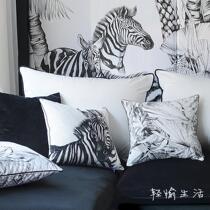 Nordic black and white zebra pillowcase cushion simple modern home living room sofa soft decoration model room pillow customization
