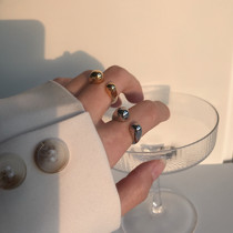 White Great Aunt 139 Korea Metal Extremely Brief Lukewarm Wind Index Finger Ring 14k True Gold Opening Temperament 100 Hitch Ring