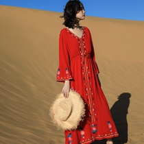 Xi Shuishuangbanna Holiday dress Conspiculy National Wind Embroidery Tandem Dress Girl dresses Dress Yunnan Lijiang Long dress