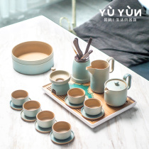 Yuyun tea tea set Household living room Ceramic teapot Teacup Water storage dry bubble plate set Japanese simple