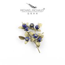 Michael Michaud Blueberry brooch Womens corsage luxury atmosphere vintage pin fixed dress