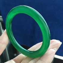 Natural Jasper bracelet chalcedony Emperor green round strip classical thick round strip fluorescent green fairy sister wrist style
